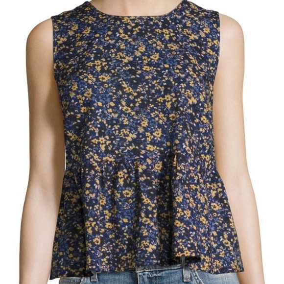 Current/Elliott Tops - Current/Elliott Floral Peplum Sleeveless Tank Top Lightweight Cotton Size XS
